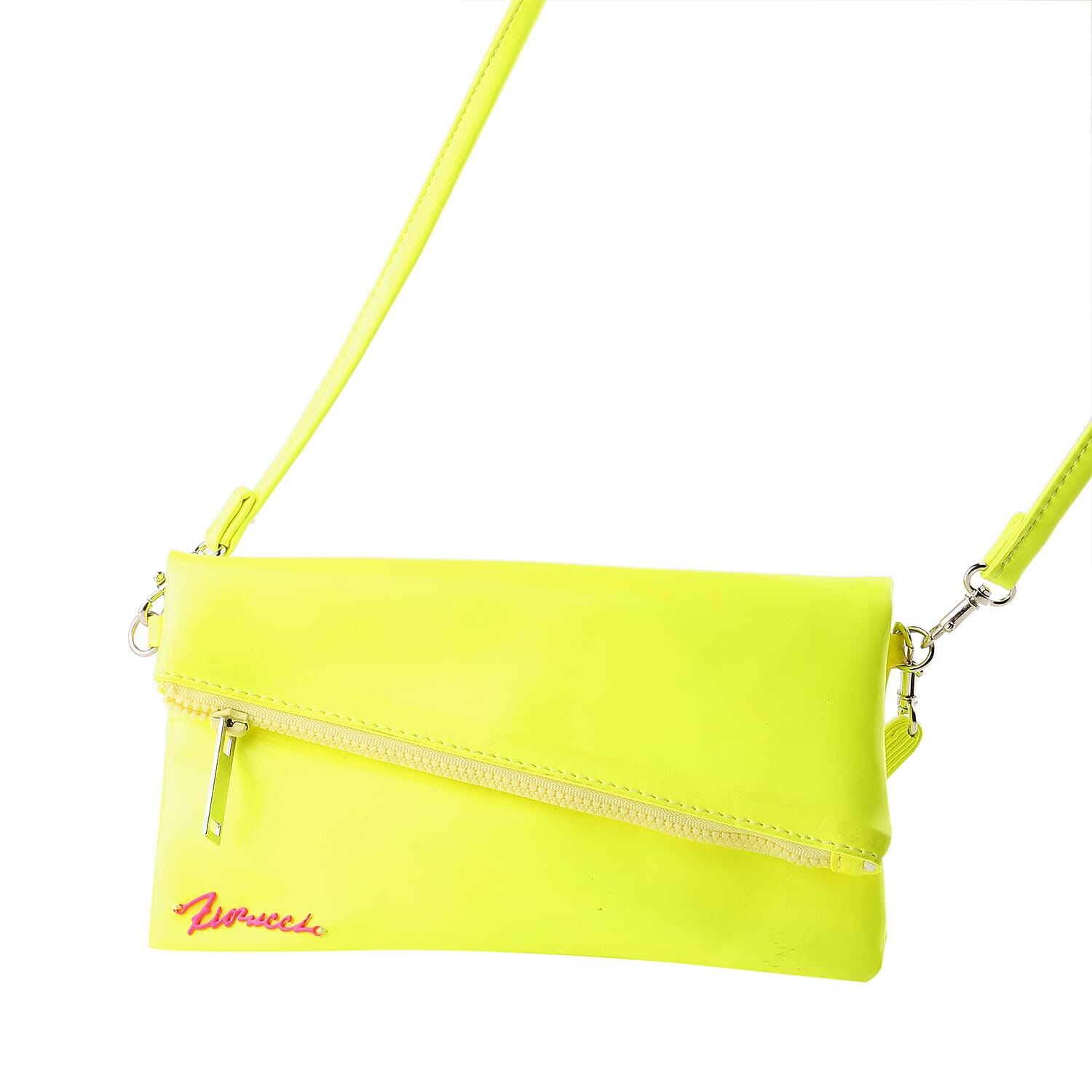 FIORUCCI Wristlet Pouch with Removable Shoulder Strap (Size 22x12 Cm) - Neon Yellow