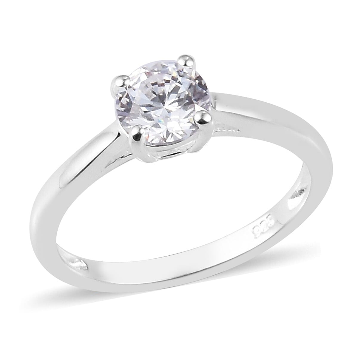 2 Piece Set - Lustro Stella Sterling Silver Solitaire Ring and Stud Earrings (with Push Back) Made with Finest CZ 3.00 Ct.