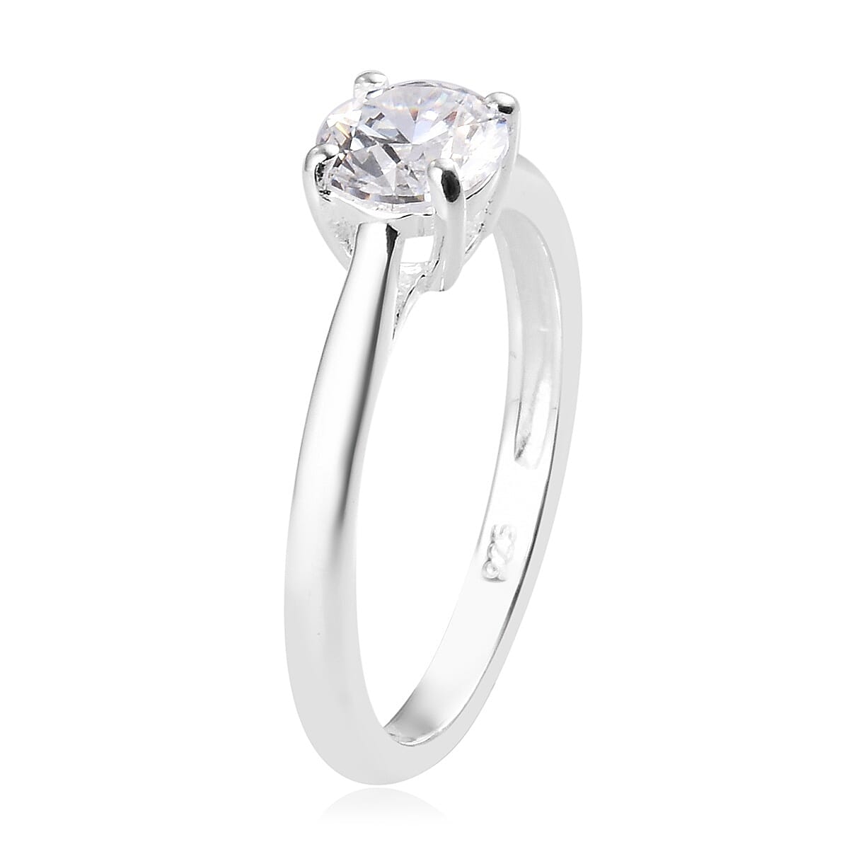 2 Piece Set - Lustro Stella Sterling Silver Solitaire Ring and Stud Earrings (with Push Back) Made with Finest CZ 3.00 Ct.