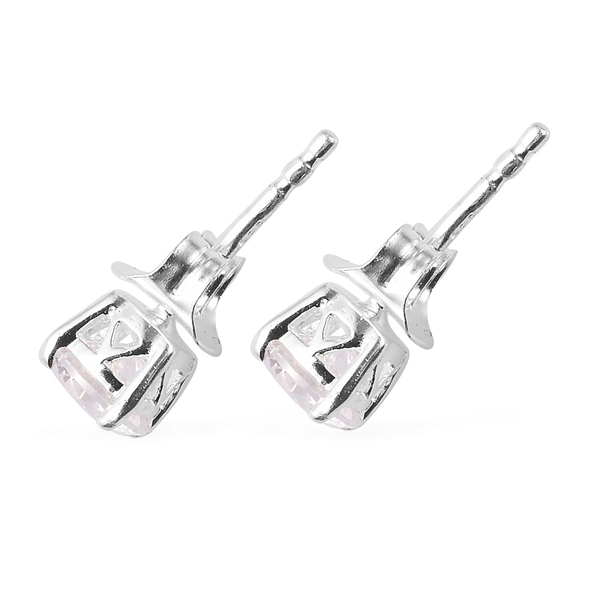 2 Piece Set - Lustro Stella Sterling Silver Solitaire Ring and Stud Earrings (with Push Back) Made with Finest CZ 3.00 Ct.