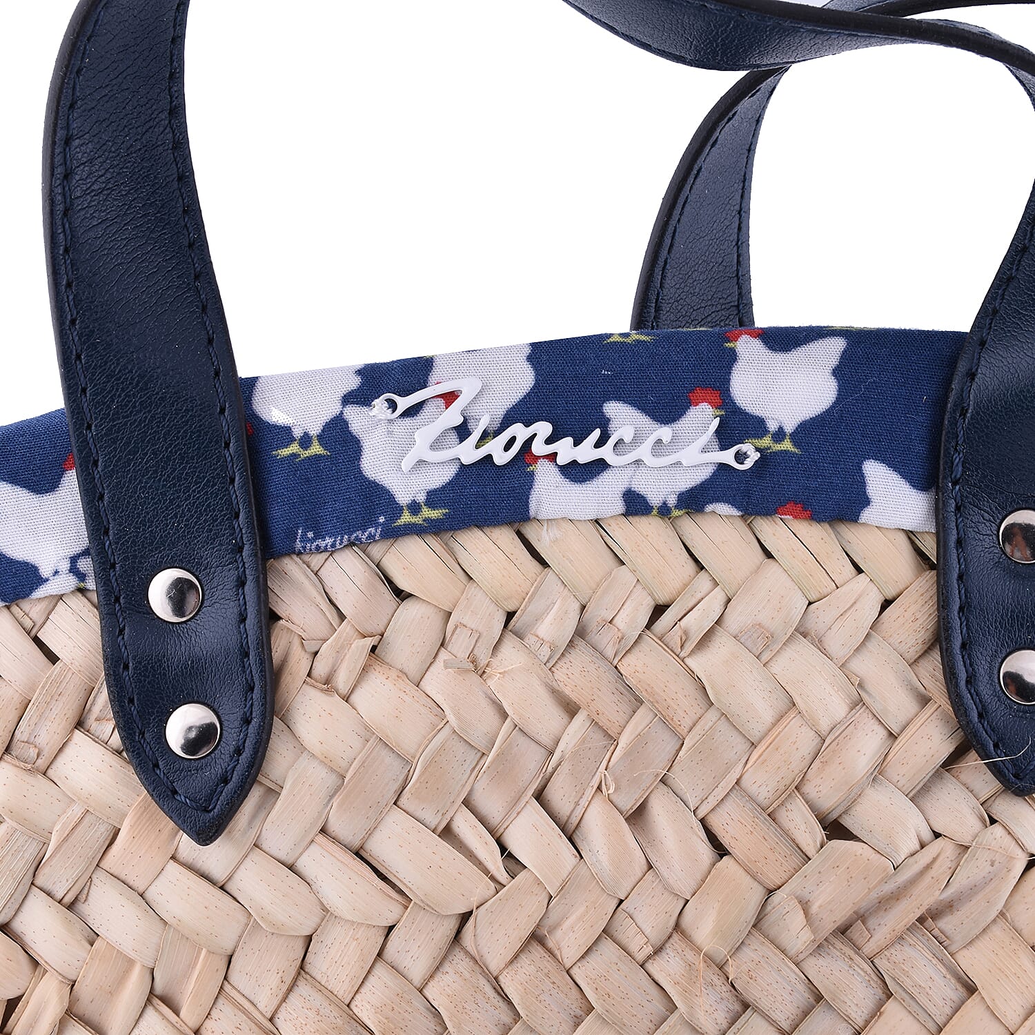 FIORUCCI Large Shopper Tote Bag with Logo (Size 18x11x17 Cm) - Blue and Cream