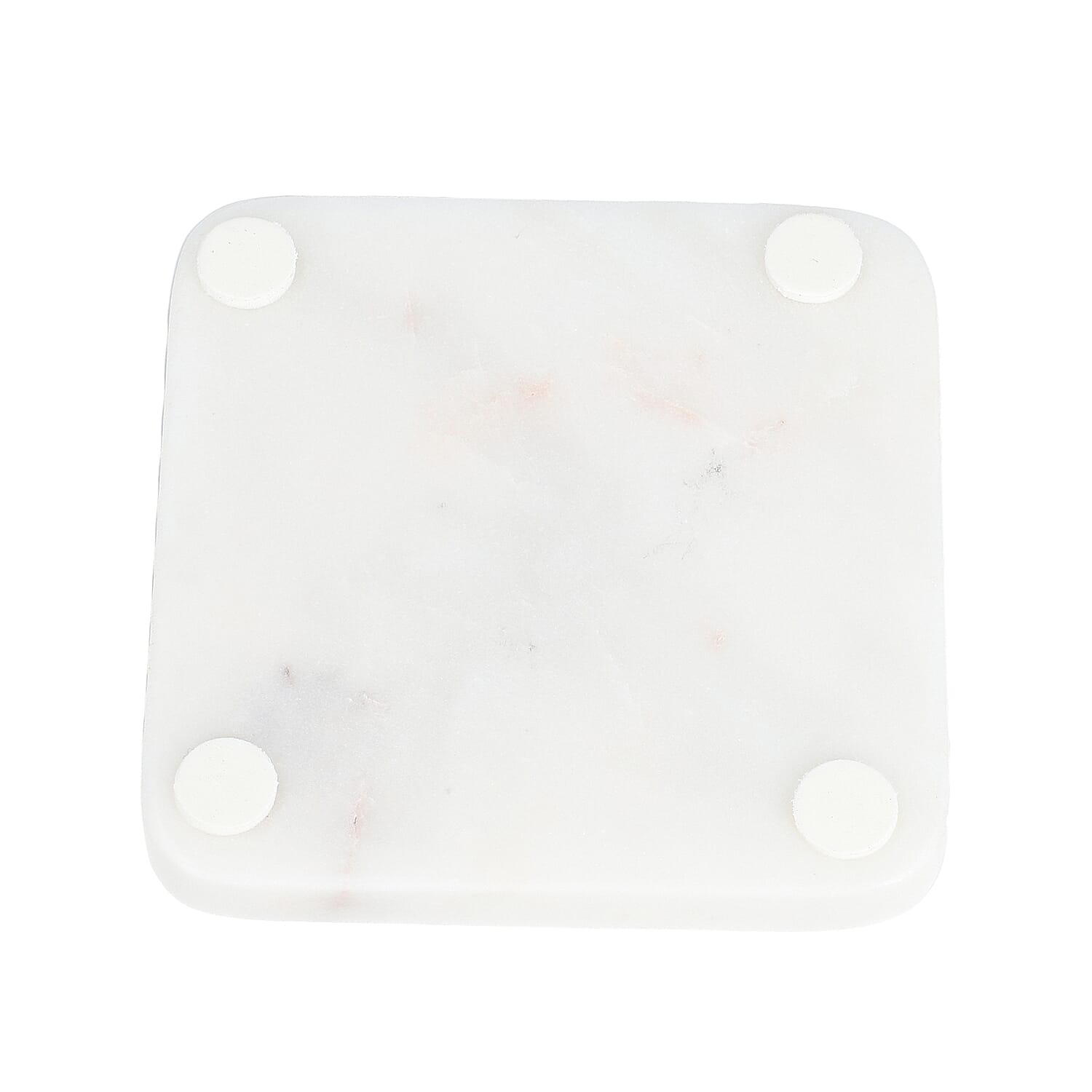 NAKKASHI - Set of 4 - Square Marble Coasters with Brass Inlay (Size 10 cm)