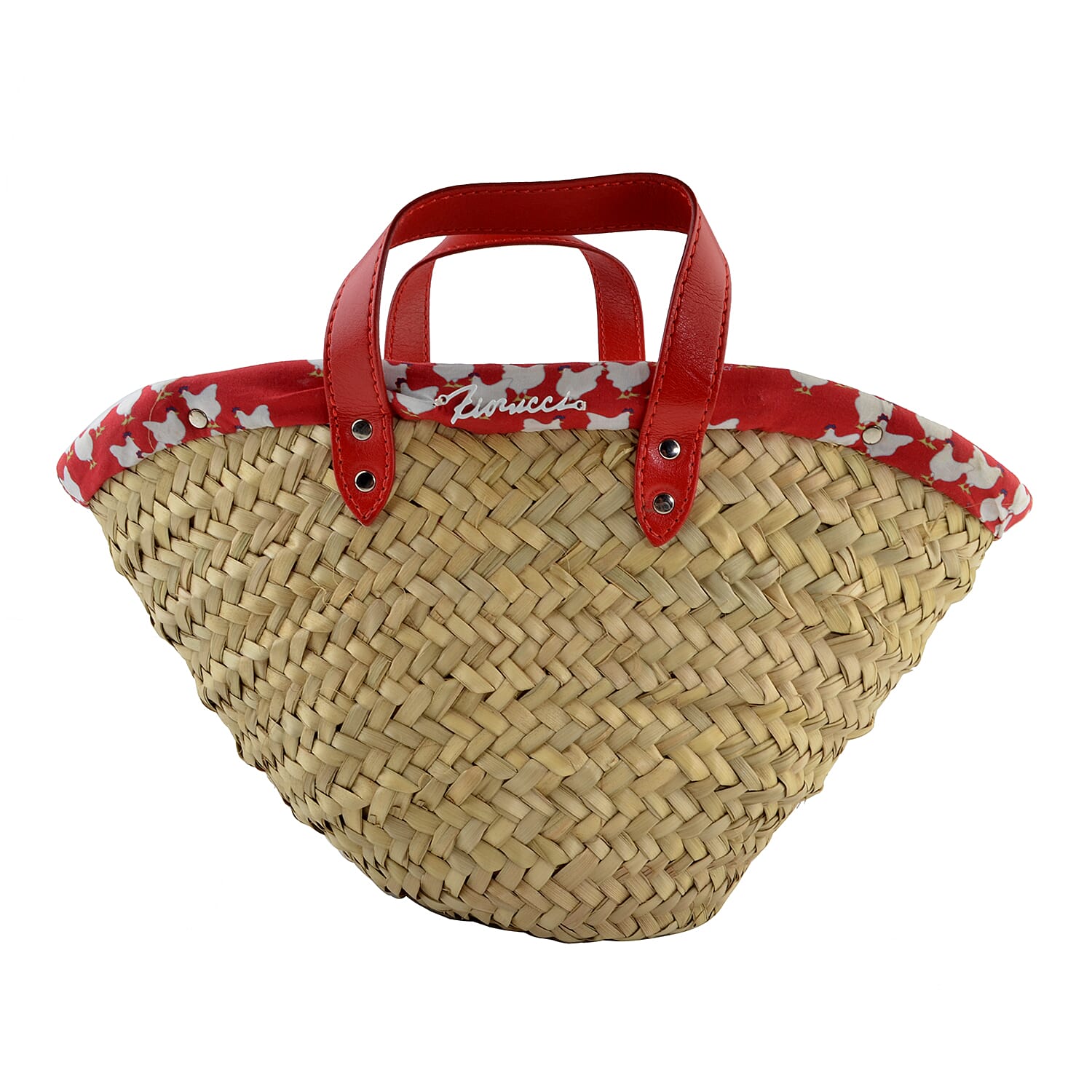 FIORUCCI Large Shopper Tote Bag with Logo (Size 18x11x17 Cm) - Red and Cream