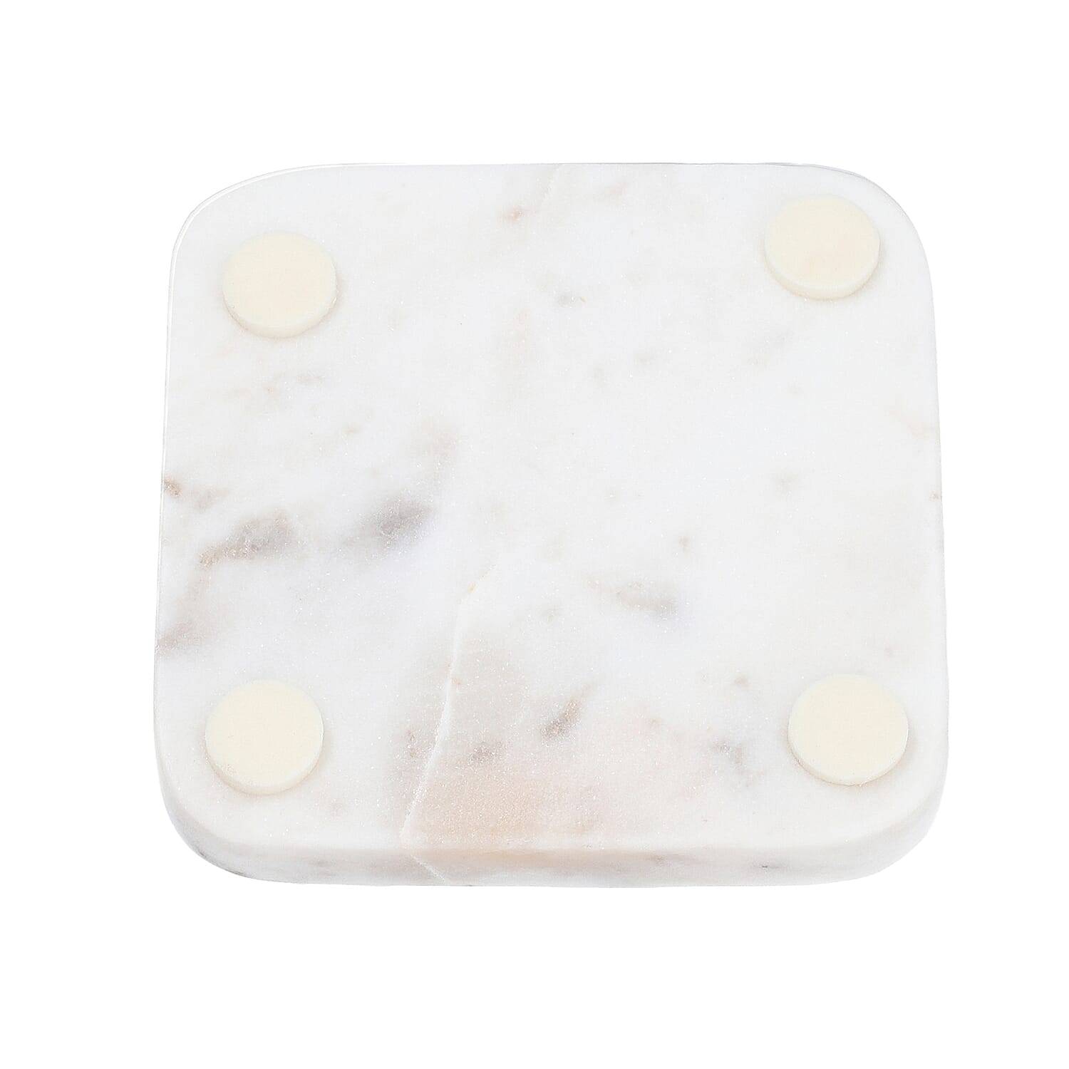 NAKKASHI - Set of 4 - Square Marble Coasters with Butterfly Brass Inlay (Size 10 cm)