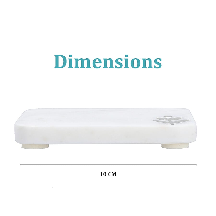 NAKKASHI - Set of 4 - Square Marble Coasters with Flower Brass Inlay (Size 10 cm)