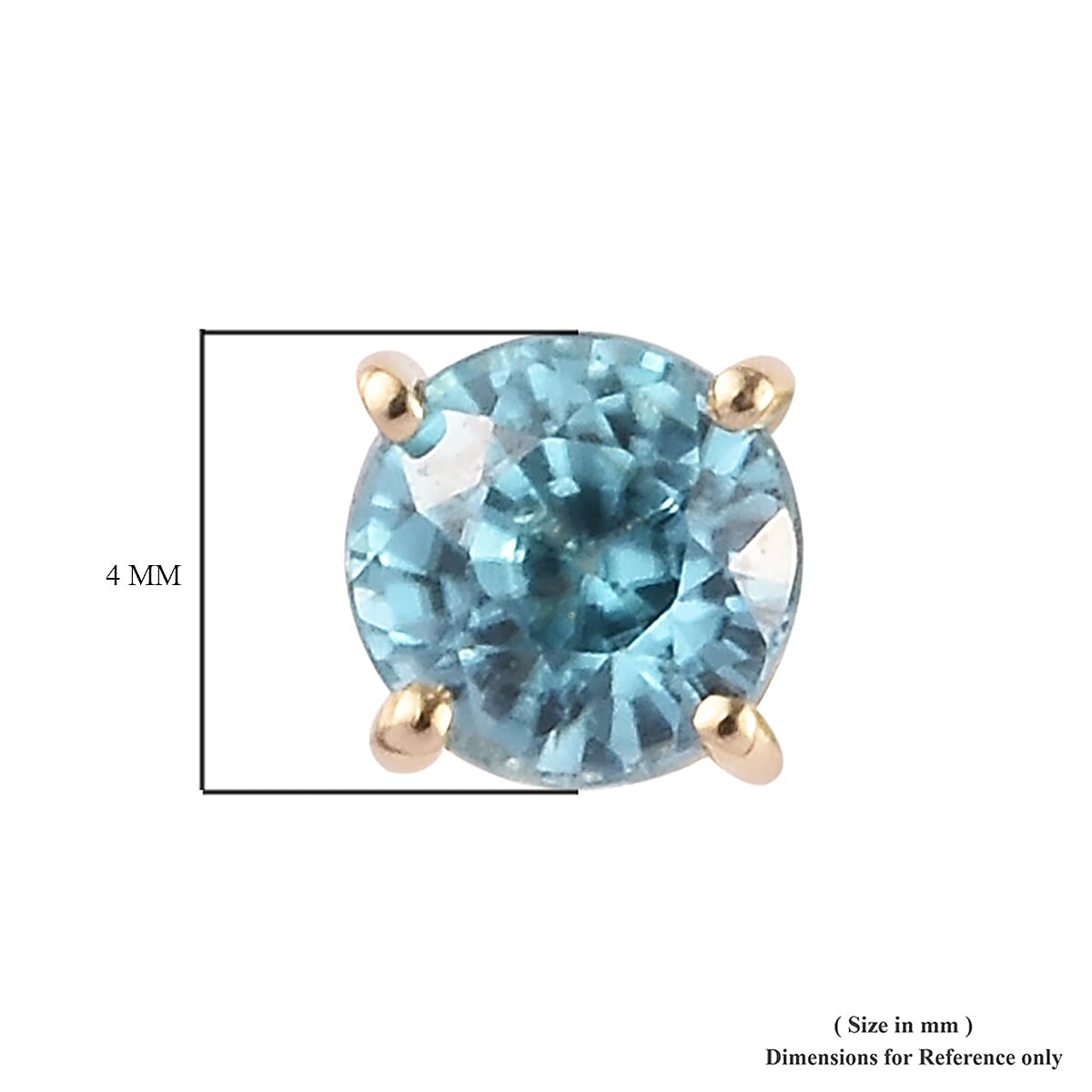 9K Yellow Gold Ratanakiri Blue Zircon Solitaire Stud Earrings (with Push Back) 0.85 Ct.