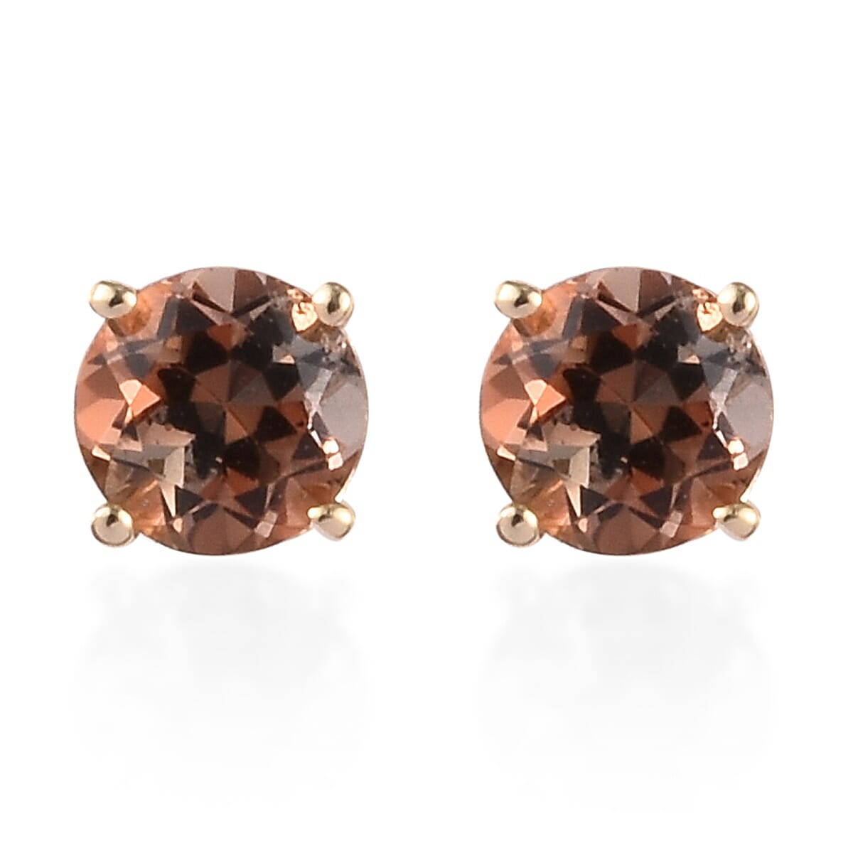 9K Yellow Gold AA Brazilian Andalusite Stud Earrings (with Push Back) 0.55 Ct.