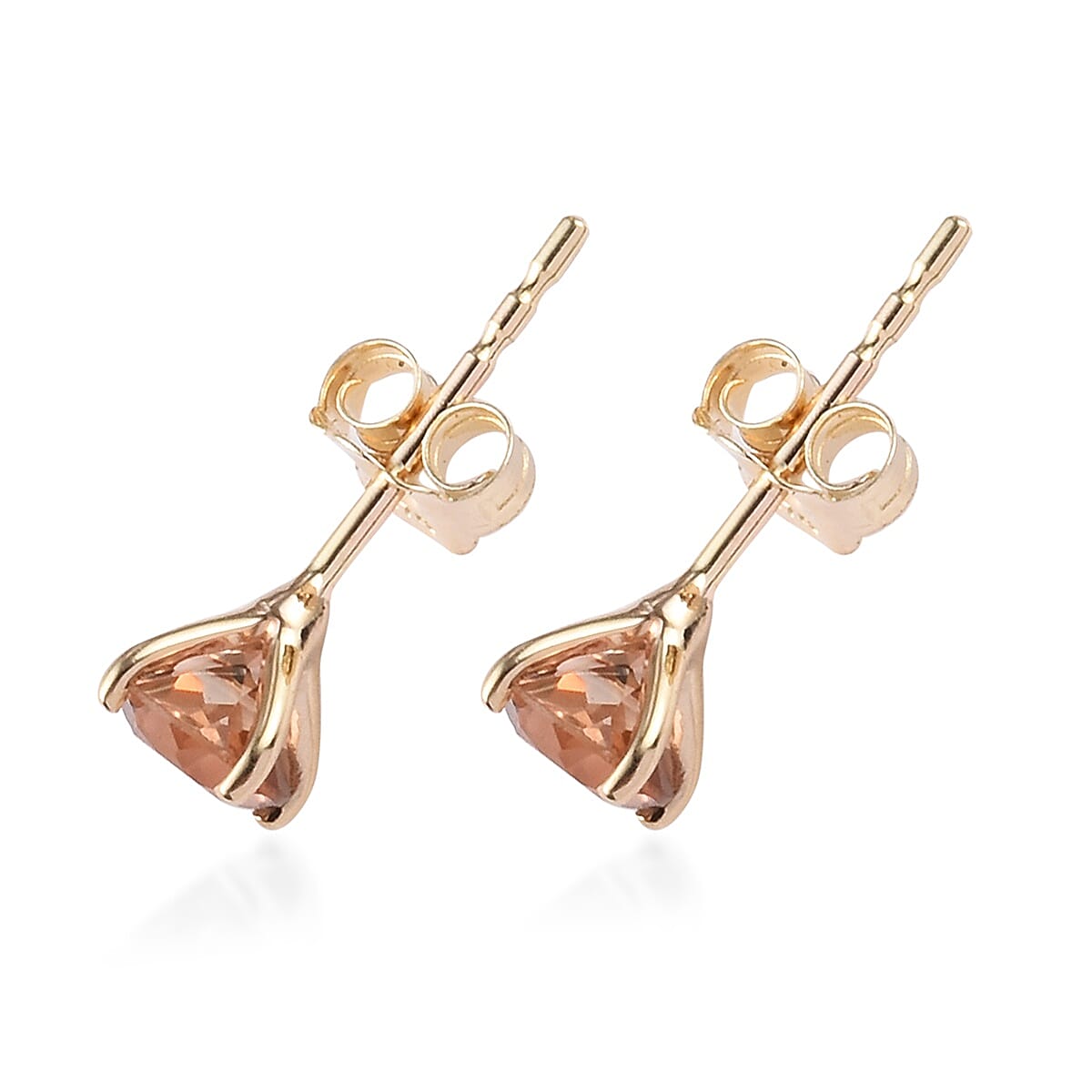 9K Yellow Gold AA Brazilian Andalusite Stud Earrings (with Push Back) 0.55 Ct.