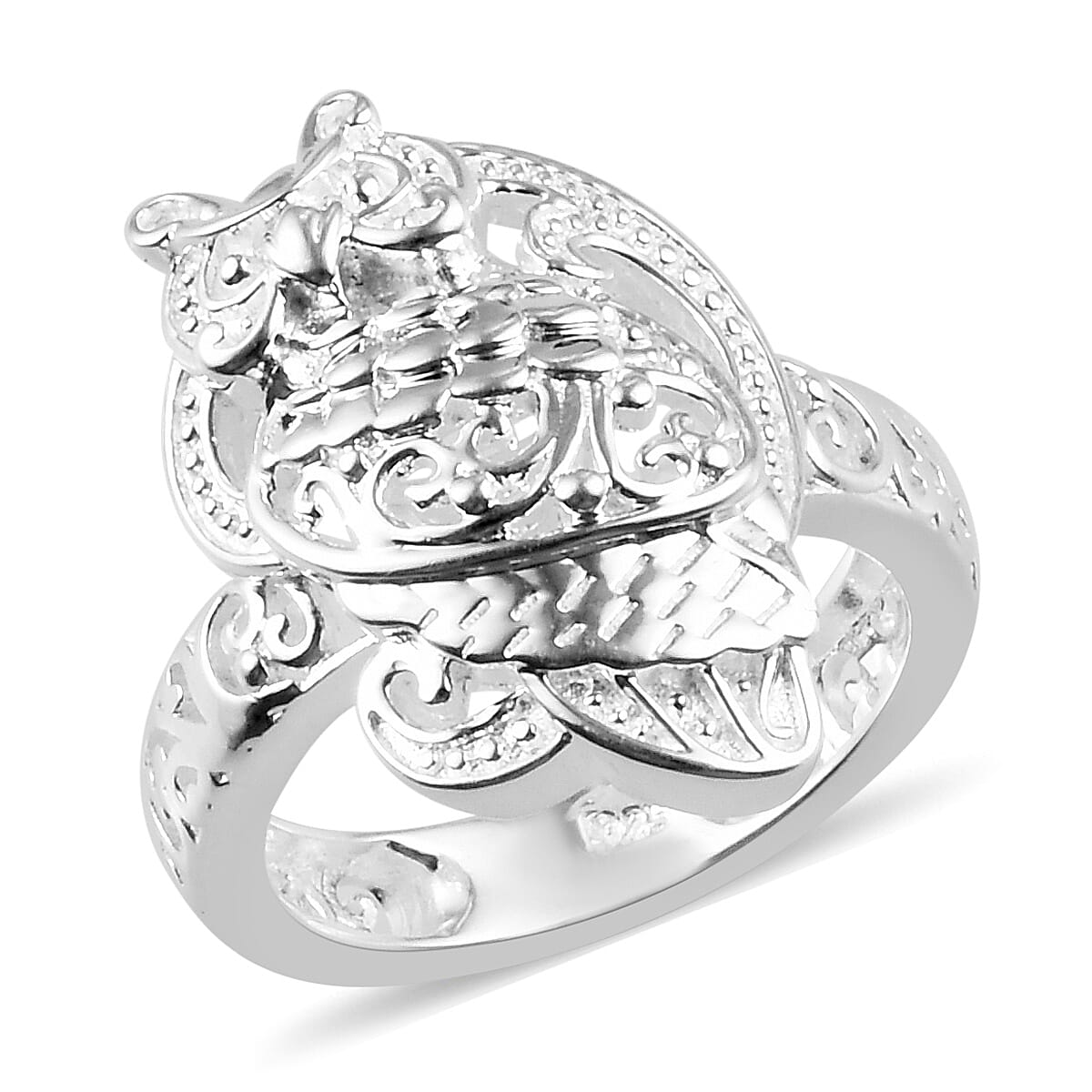 Sterling Silver Owl Ring, Silver wt 4.80 Gms