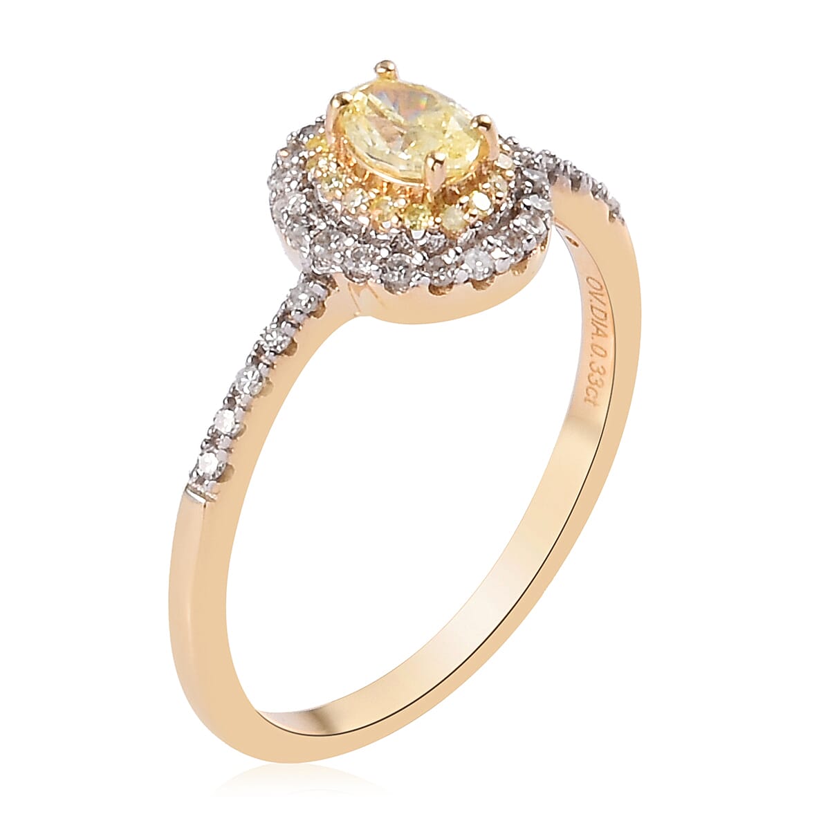 14K Yellow Gold Natural Yellow Diamond and White Diamond Ring 0.50 Ct.