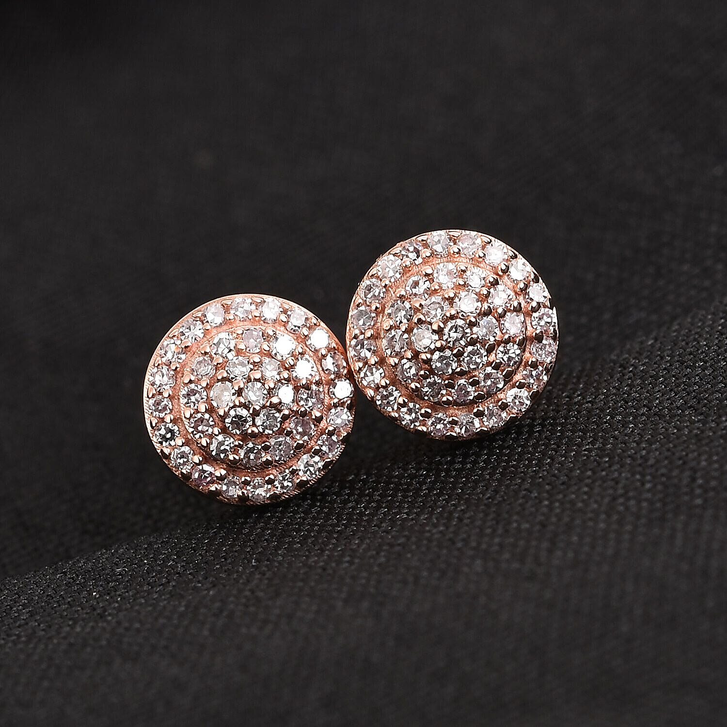 9K Rose Gold Natural Pink Diamond Stud Earrings (with Push Back) 0.25 Ct