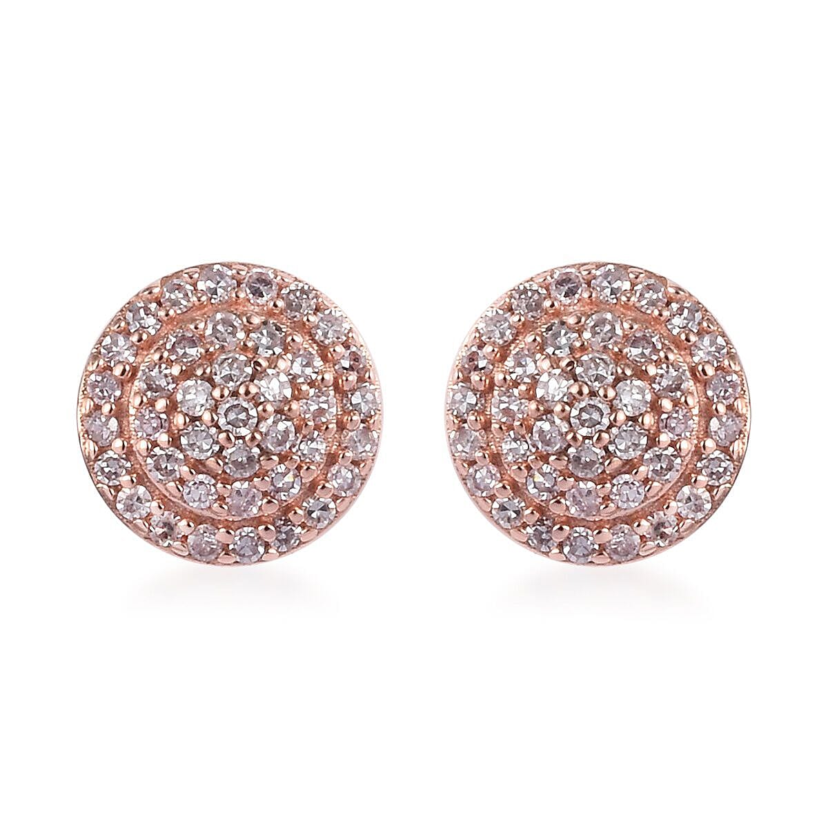 9K Rose Gold Natural Pink Diamond Stud Earrings (with Push Back) 0.25 Ct