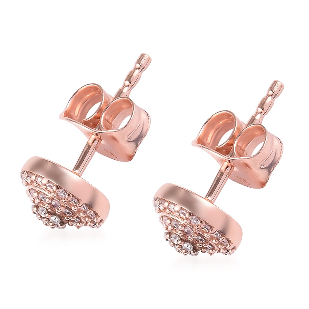 9K Rose Gold Natural Pink Diamond Stud Earrings (with Push Back) 0.25 Ct