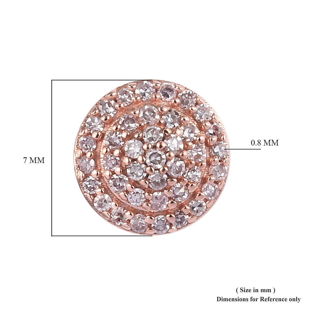 9K Rose Gold Natural Pink Diamond Stud Earrings (with Push Back) 0.25 Ct