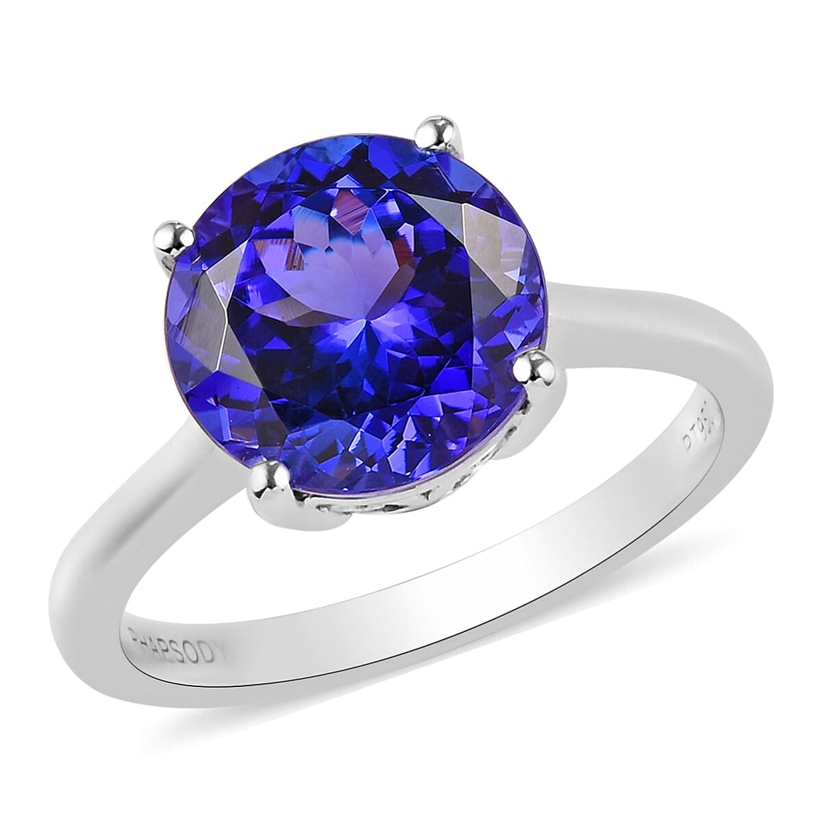 RHAPSODY 950 Platinum AAAA Tanzanite Solitaire Ring 3.50 Ct.