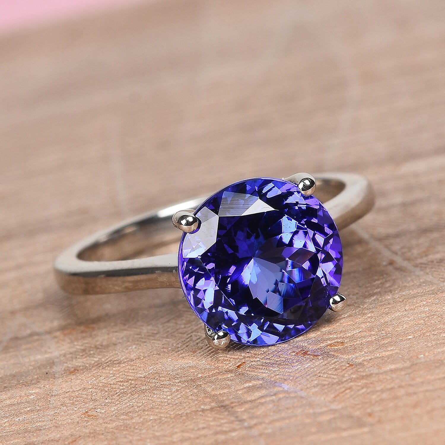 RHAPSODY 950 Platinum AAAA Tanzanite Solitaire Ring 3.50 Ct.