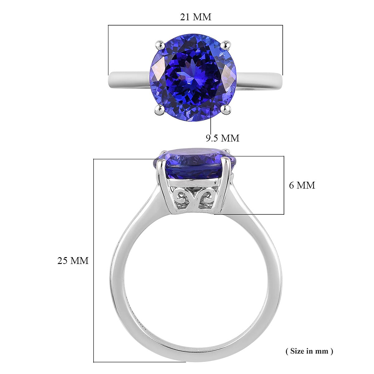 RHAPSODY 950 Platinum AAAA Tanzanite Solitaire Ring 3.50 Ct.