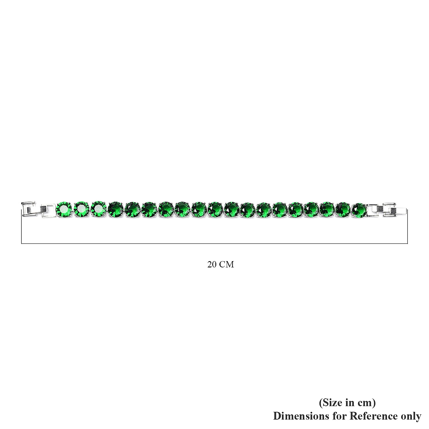 Simulated Emerald Tennis Bracelet (Size 8 with Extender) in Silver Tone