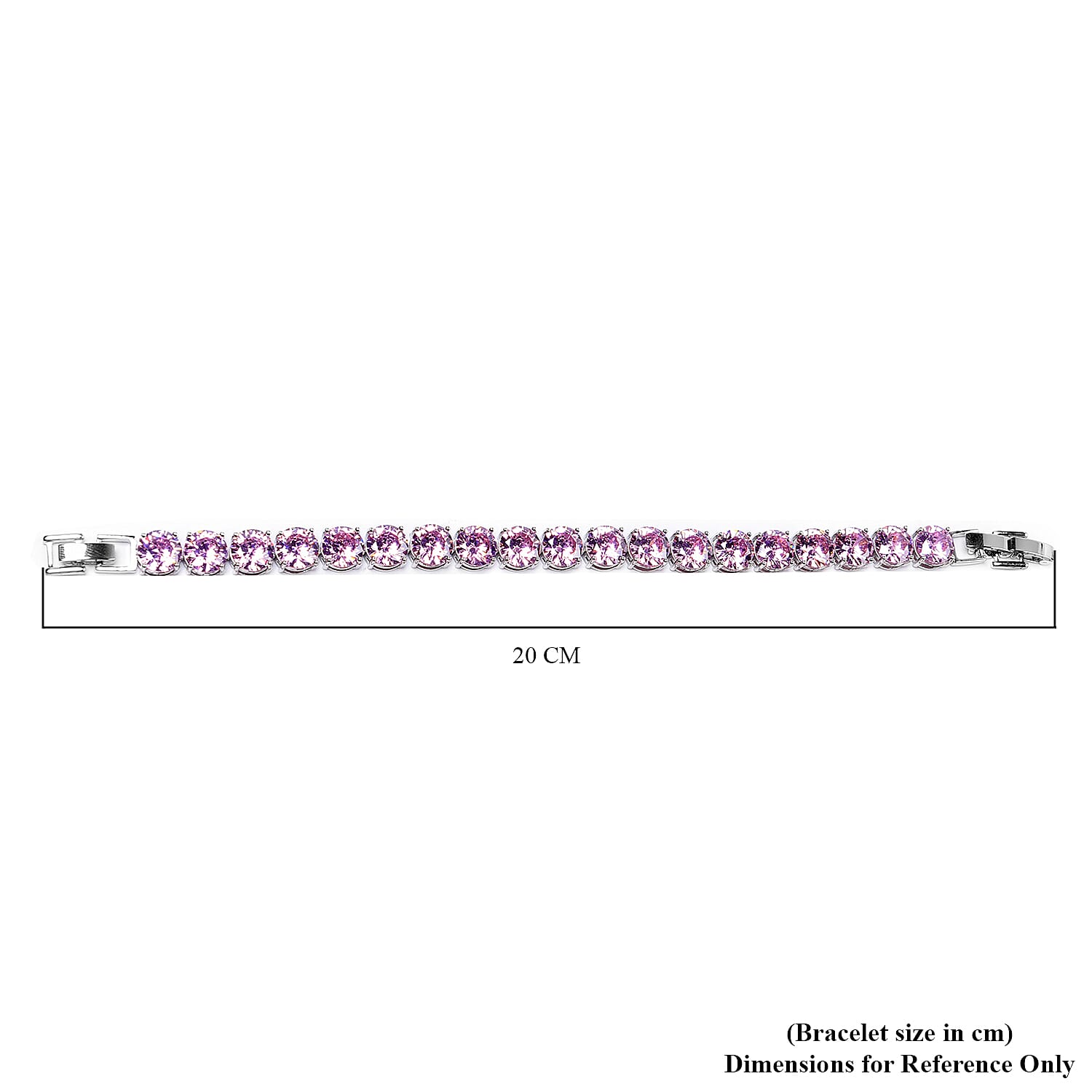 Simulated Pink Sapphire Bracelet (Size 8 with Extender) in Silver Tone