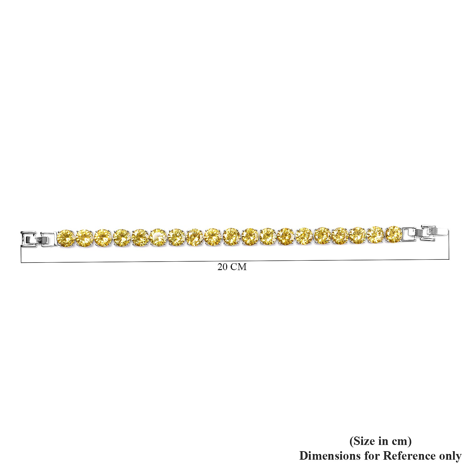 Simulated Yellow Sapphire Bracelet (Size 8 with Extender) in Silver Tone