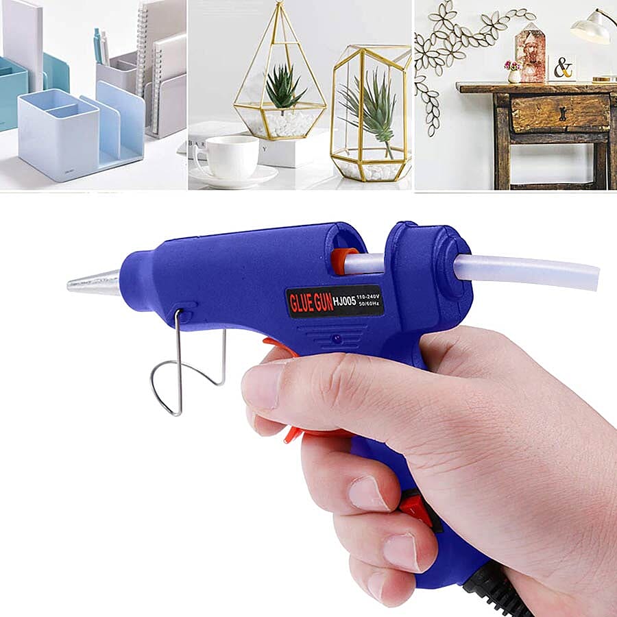 20 Watt Hot Melt Glue Gun Kit with 30pcs Glue Sticks for School DIY Art & Craft Projects and Home Quick Repairs (Size 13x11x3cm) - Blue