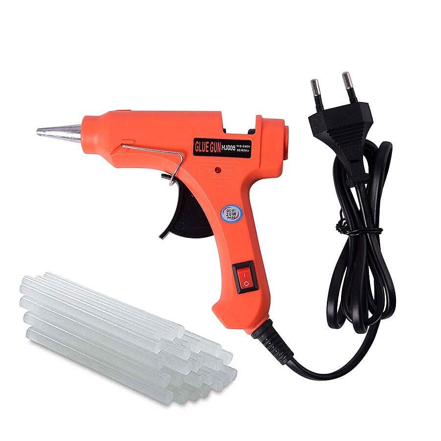 20 Watt Hot Melt Glue Gun Kit with 30pcs Glue Sticks for School DIY Art & Craft Projects and Home Quick Repairs (Size 13x11x3cm) - Red