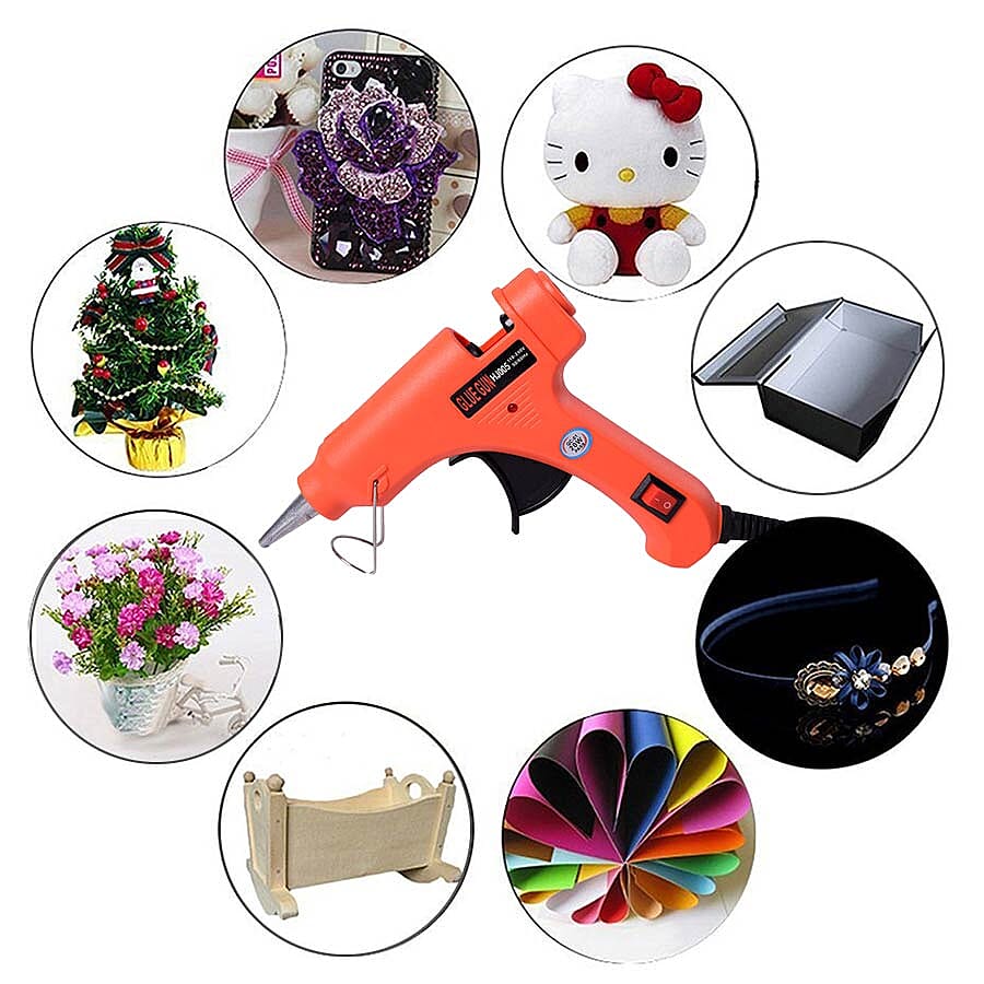 20 Watt Hot Melt Glue Gun Kit with 30pcs Glue Sticks for School DIY Art & Craft Projects and Home Quick Repairs (Size 13x11x3cm) - Red
