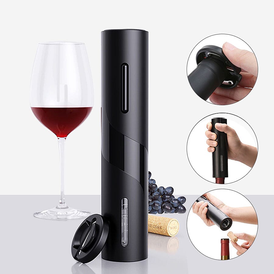 USB Rechargeable Automatic Electric Wine Opener (Size 25x4.8cm) - Black