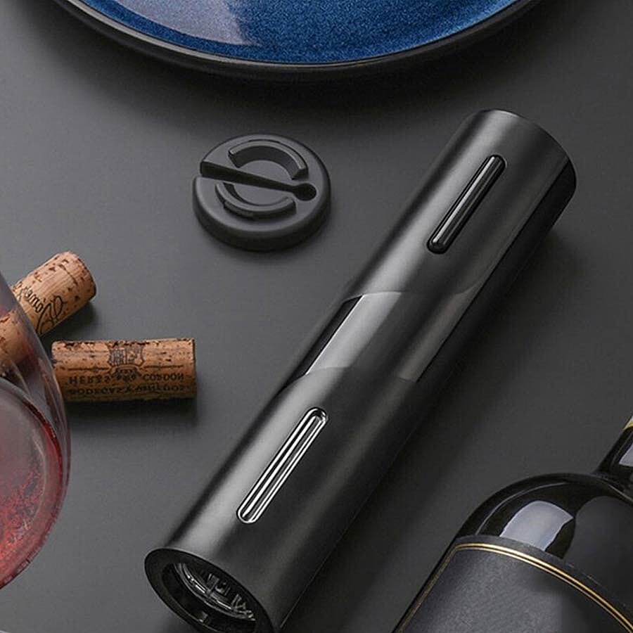 USB Rechargeable Automatic Electric Wine Opener (Size 25x4.8cm) - Black