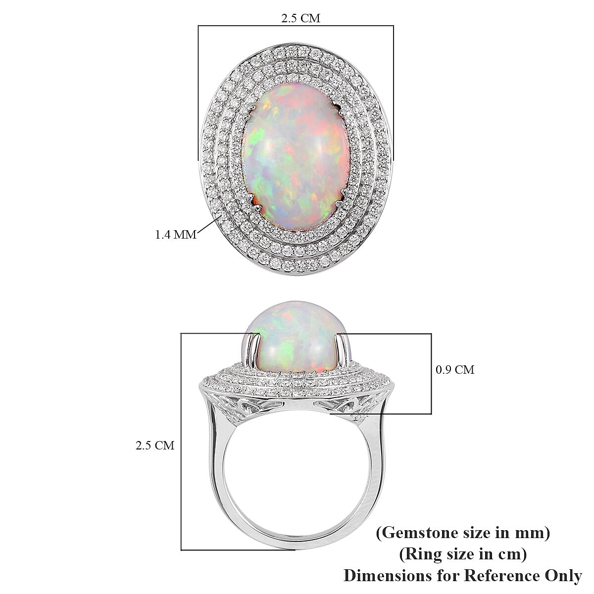 RHAPSODY 950 Platinum AAAA Ethiopian Welo Opal and Diamond Ring 10.50 Ct, Platinum wt 12.00 Gms