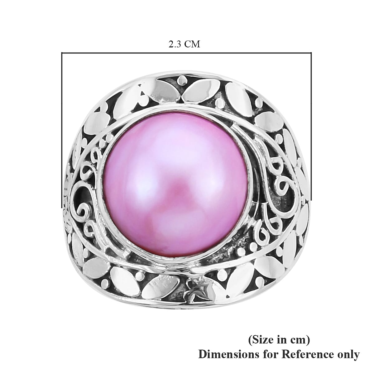 Royal Bali Collection - Pink Mabe Pearl Ring in Sterling Silver, Silver wt 5.75 Gms