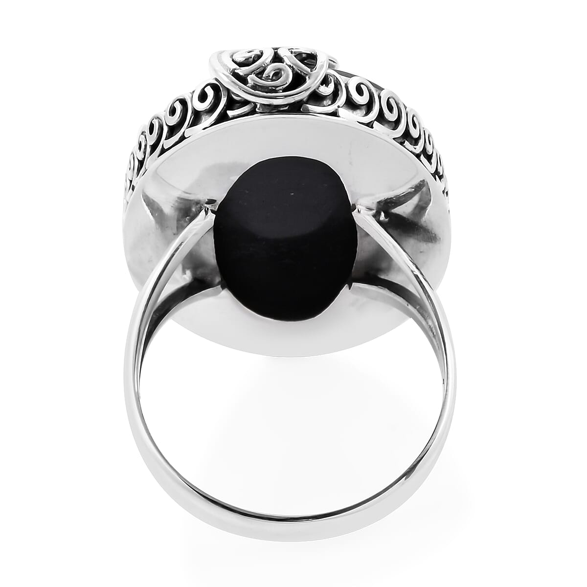 Royal Bali Collection - Blue Mabe Pearl Ring in Sterling Silver, Silver wt 7.39 Gms