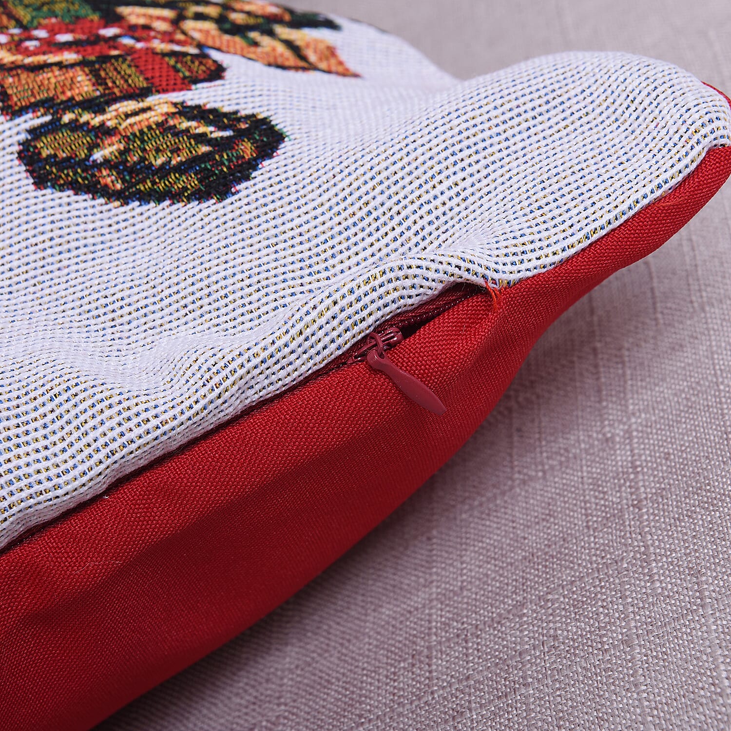 Christams Decoration- 2 Piece Set Cushion Cover (Size 45x45cm) - Santa and Pine Cone