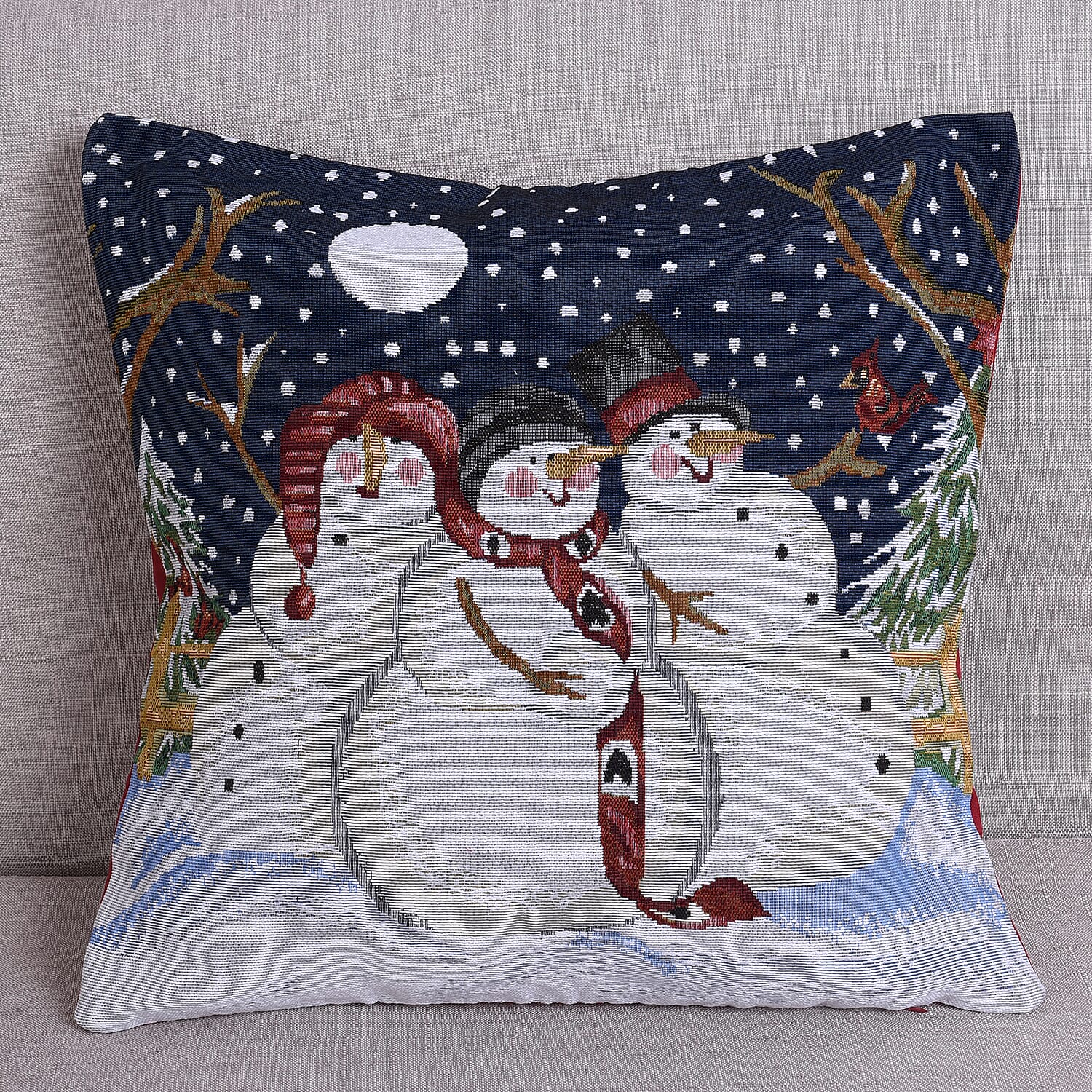 Christams Decoration- 2 Piece Set Cushion Cover (Size 45x45cm) - Three Snowman and Santa