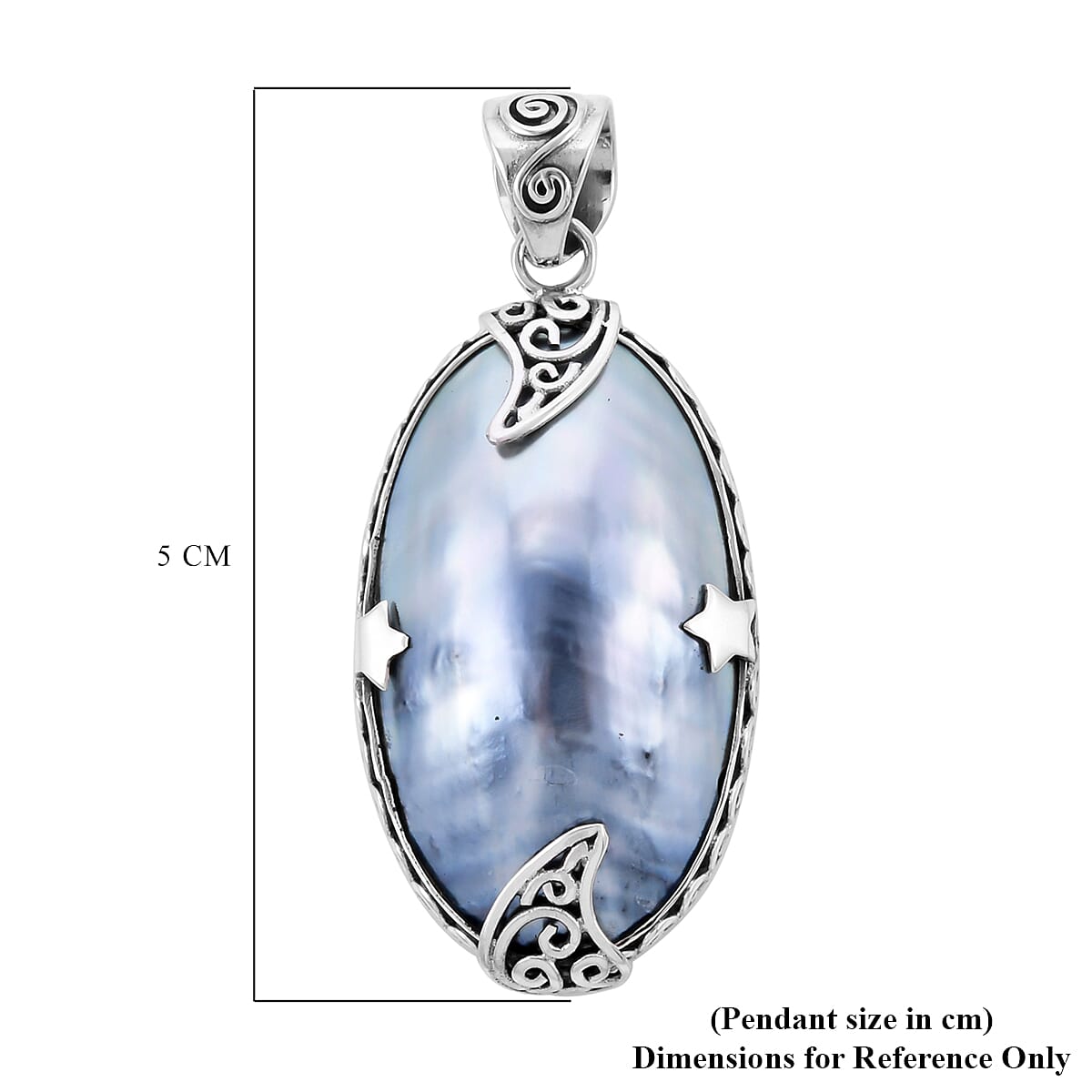 Royal Bali Collection - Blue Mabe Pearl Pendant in Sterling Silver, Silver wt 5.74 Gms