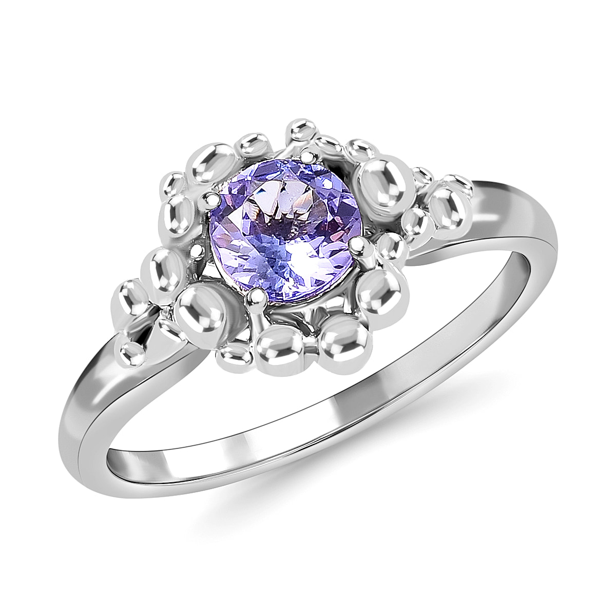 Lucy Q Bubble Collection - Premium Tanzanite Ring in Rhodium Overlay Sterling Silver