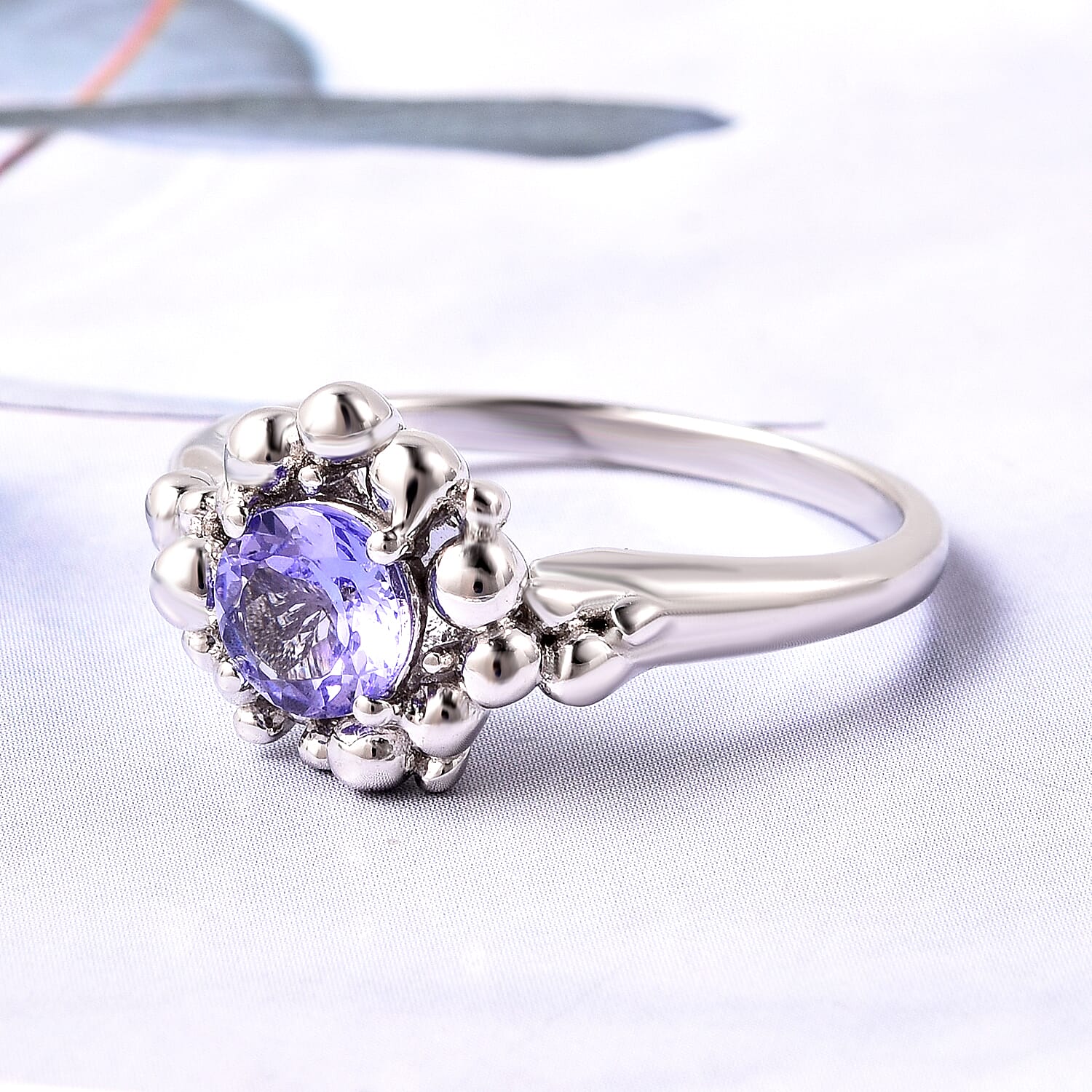 LucyQ Bubble Collection - Premium Tanzanite Ring in Rhodium Overlay Sterling Silver