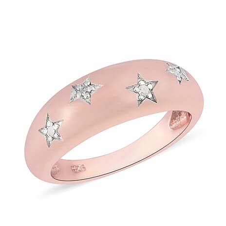 Diamond Star Dome Ring in Rose Gold Overlay Sterling Silver