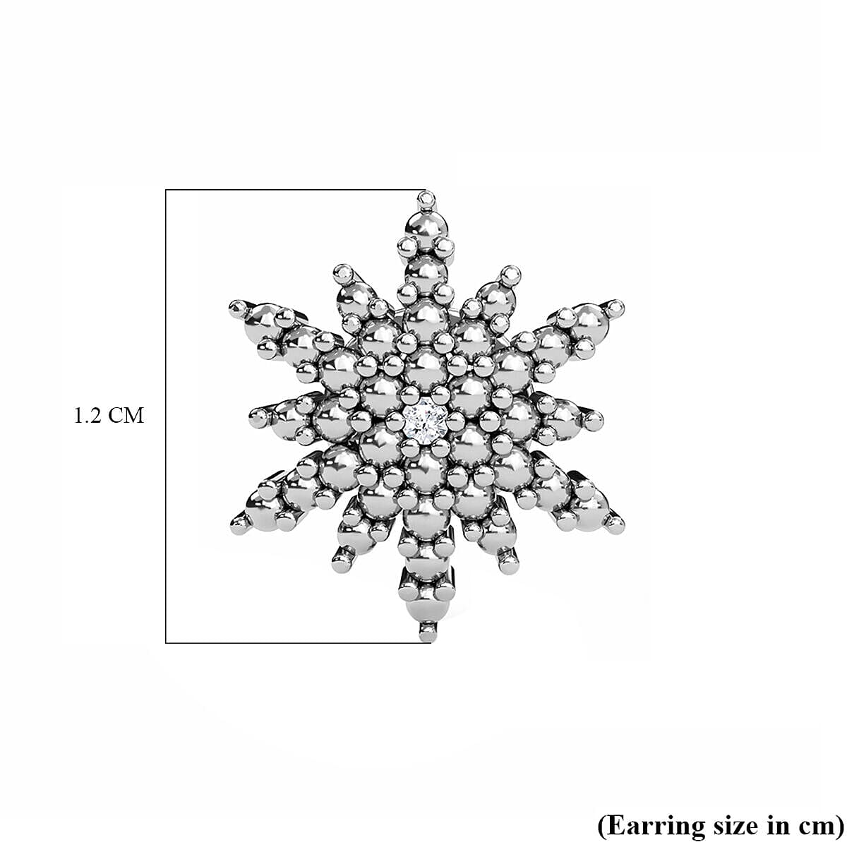 Diamond Starburst Stud Earrings in Platinum Overlay Sterling Silver