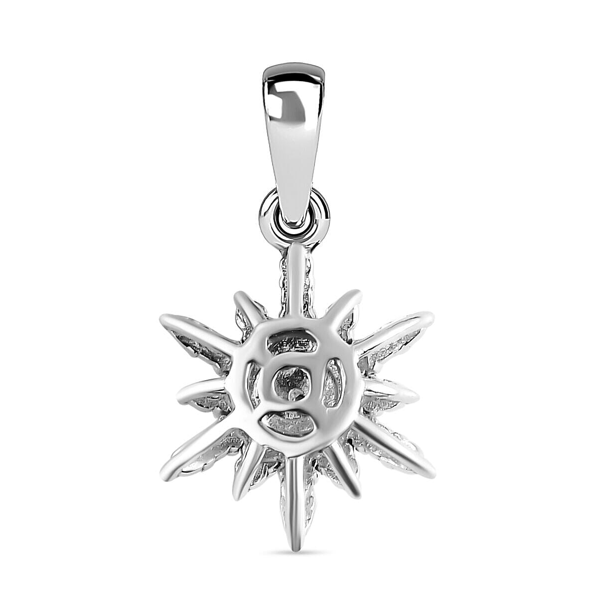 Diamond Starburst Pendant (with Clasp) in Platinum Overlay Sterling Silver