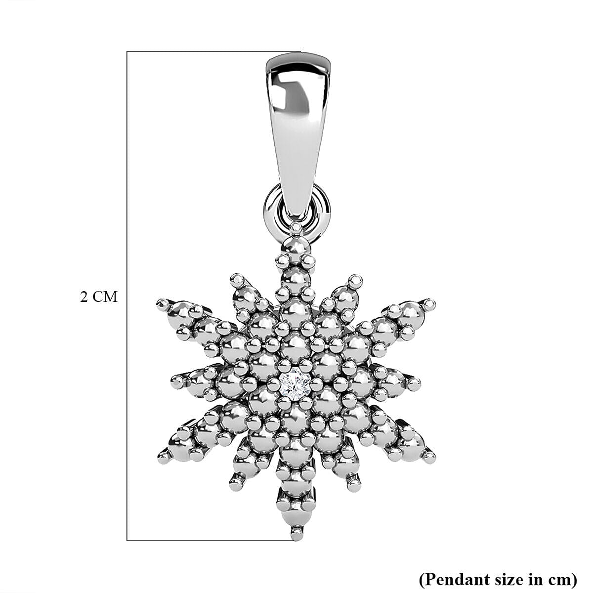 Diamond Starburst Pendant (with Clasp) in Platinum Overlay Sterling Silver