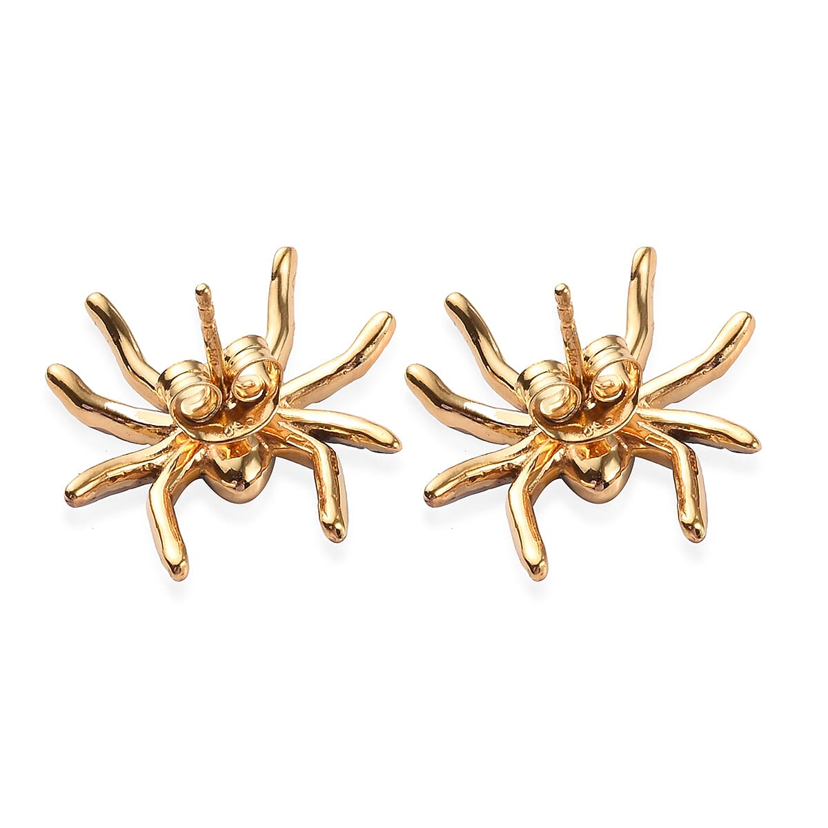 14K Gold and Black Overlay Sterling Silver Spider Earrings (with Push Back)