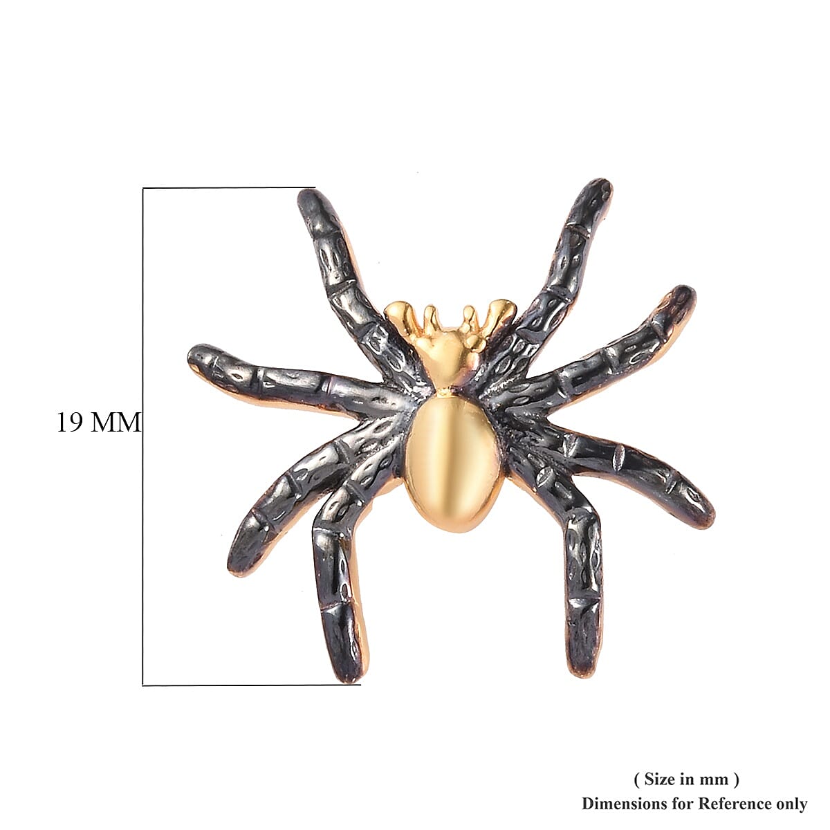 14K Gold and Black Overlay Sterling Silver Spider Earrings (with Push Back)