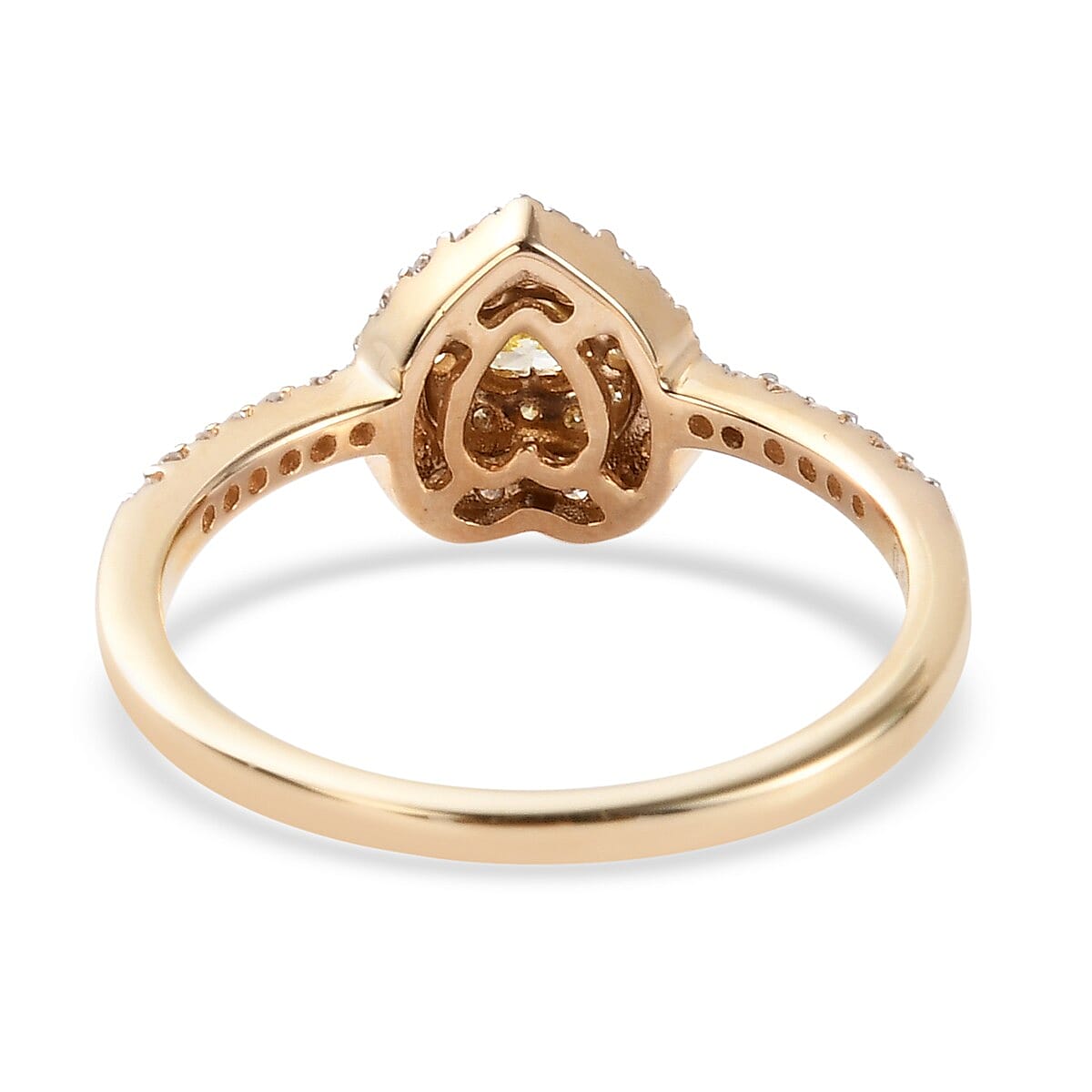14K Yellow Gold Natural Yellow Diamond and White Diamond Heart Ring 0.50 Ct.