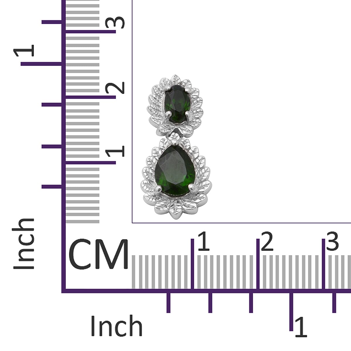 Chrome Diopside Earrings (with Push Back) in Rhodium Overlay Sterling Silver 3.27 Ct.
