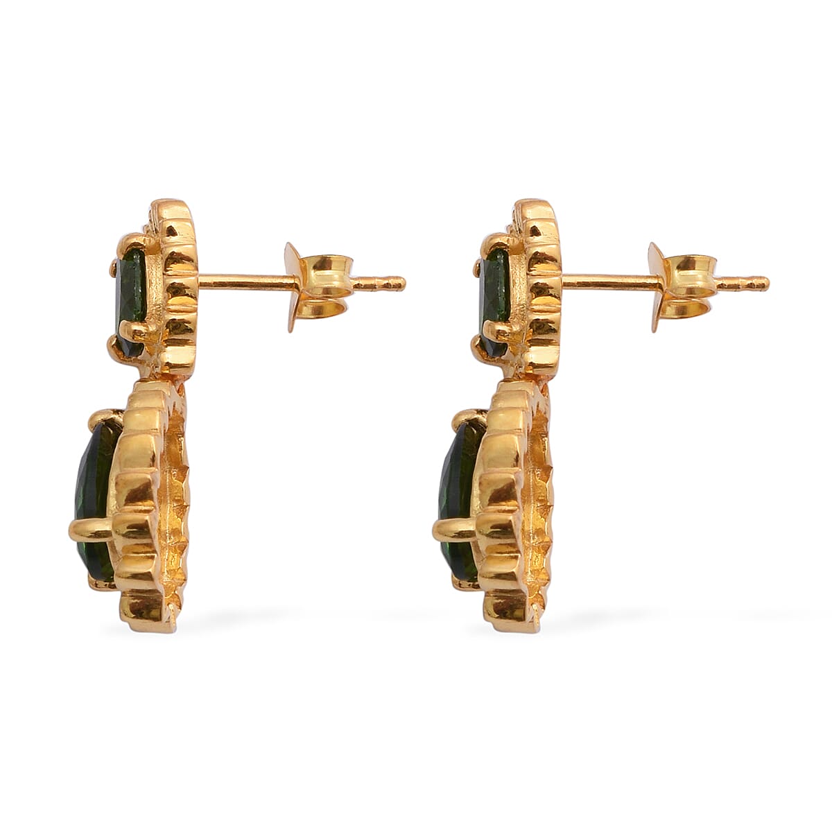 Chrome Diopside Earrings (with Push Back) in Yellow Gold Overlay Sterling Silver 3.27 Ct.