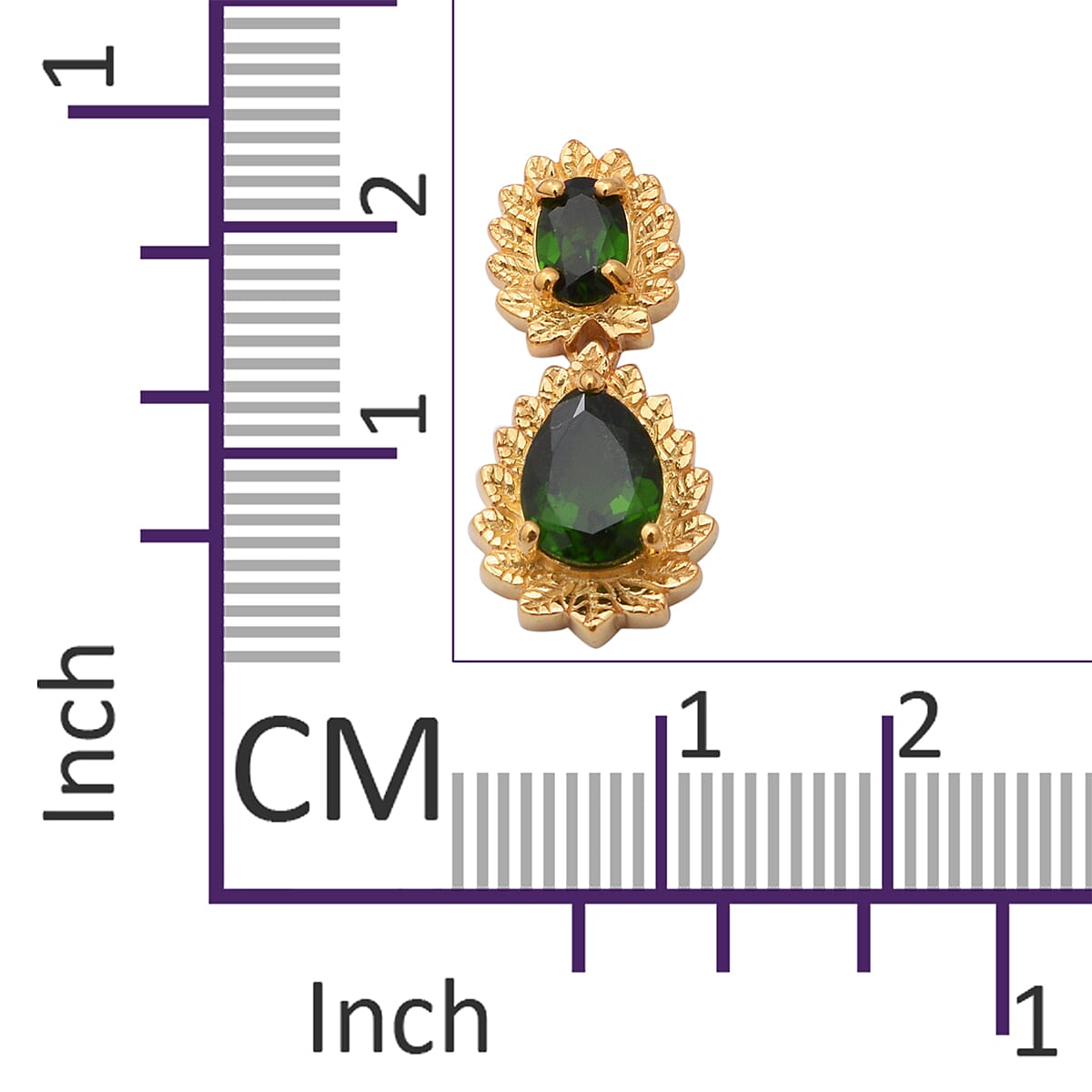 Chrome Diopside Earrings (with Push Back) in Yellow Gold Overlay Sterling Silver 3.27 Ct.