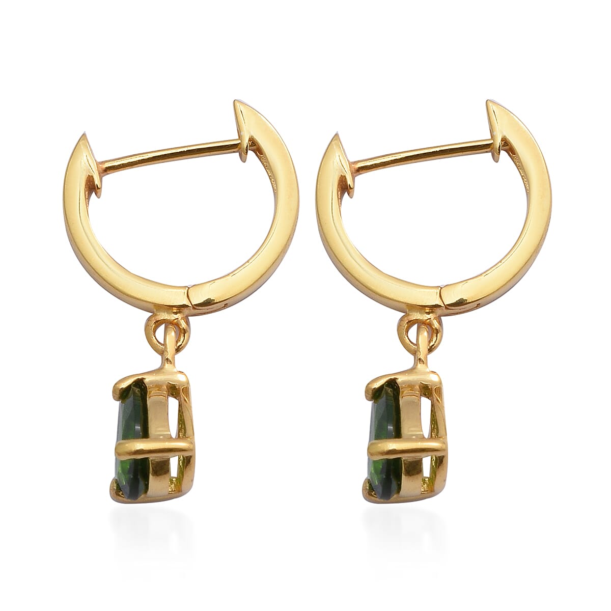 Chrome Diopside Earrings (with Clasp) in Yellow Gold Overlay Sterling Silver 1.48 Ct.