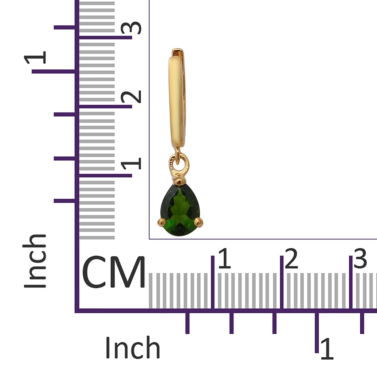 Chrome Diopside Earrings (with Clasp) in Yellow Gold Overlay Sterling Silver 1.48 Ct.