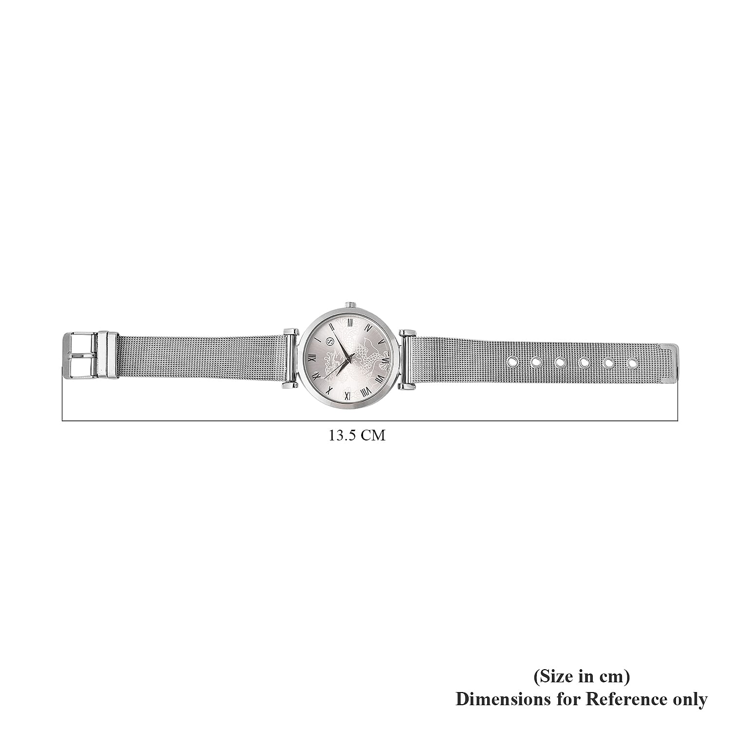 STRADA Japanese Movement Dragon Pattern Dial Water Resistant Watch with Mesh Style Strap in Silver Tone